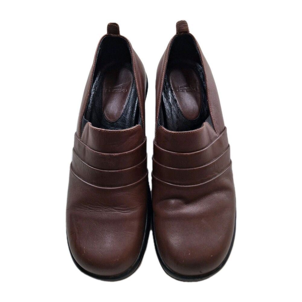 Dansko Women's Size 8 Aubrey Brown Leather Pleated Clogs Loafers Nurse Shoes